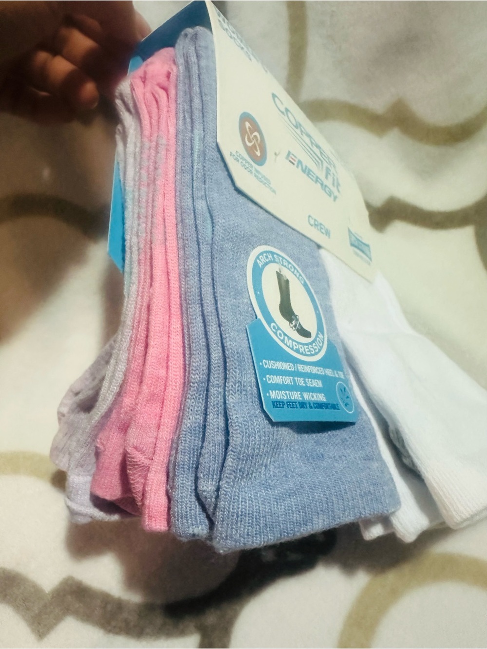 Copper Fit✨🎀🩷🩵🩶🤍 Energy Women's Crew Socks - 6 pairs